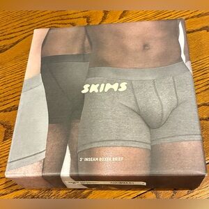 SKIMS 3 Pack Zinc Russet Washed Cotton Blend 3" Boxer Brief Underwear SMALL NWT